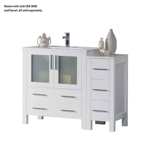 Blossom Sydney 42" White Freestanding Vanity Base With Side Cabinet