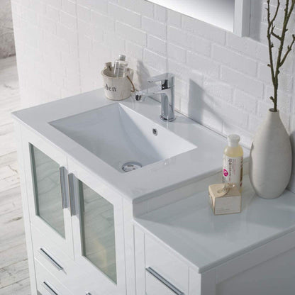 Blossom Sydney 42" White Freestanding Vanity Set With Integrated Single Sink Ceramic Top and Side Cabinet