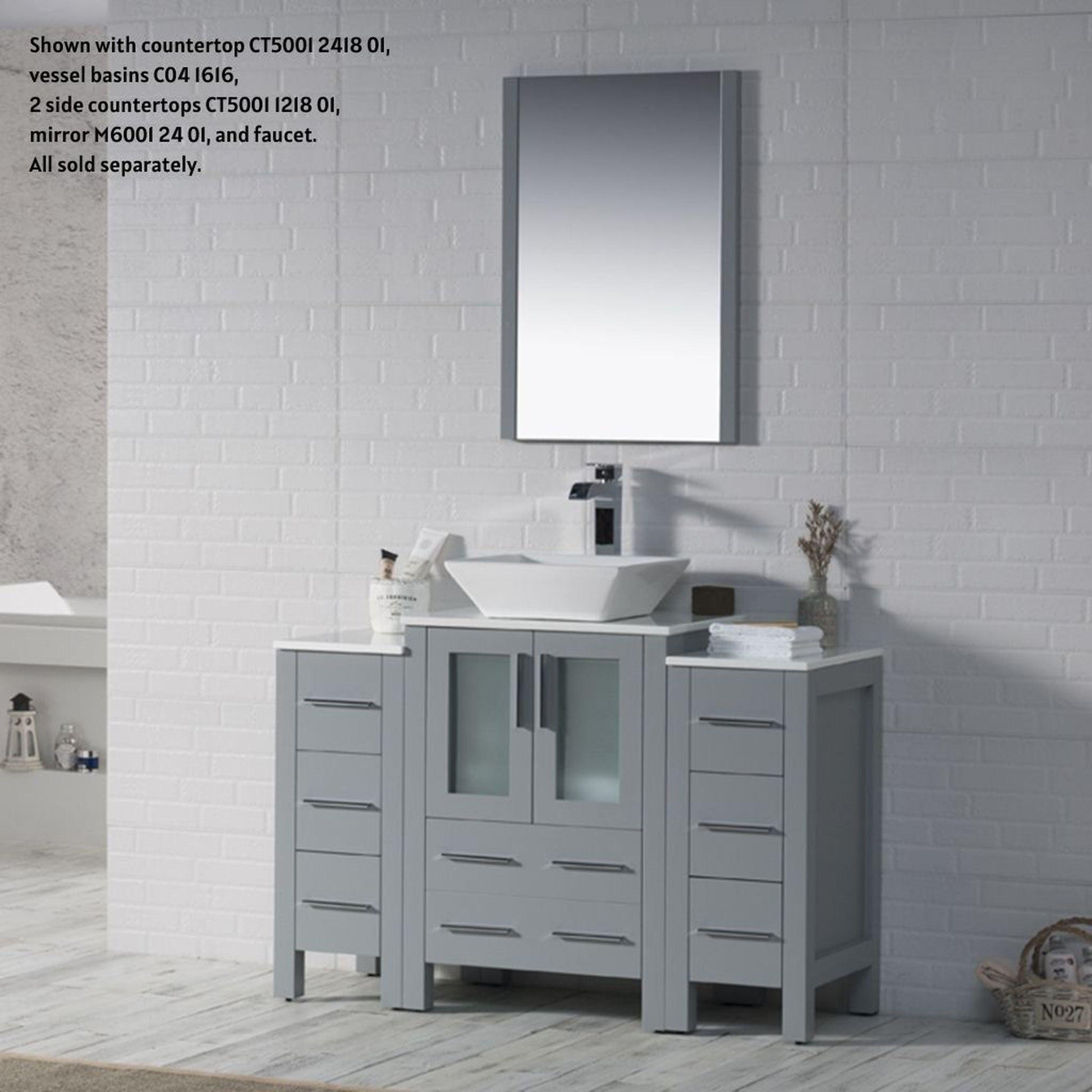 Blossom Sydney 48" Metal Gray Freestanding Vanity Base With Side Cabinet