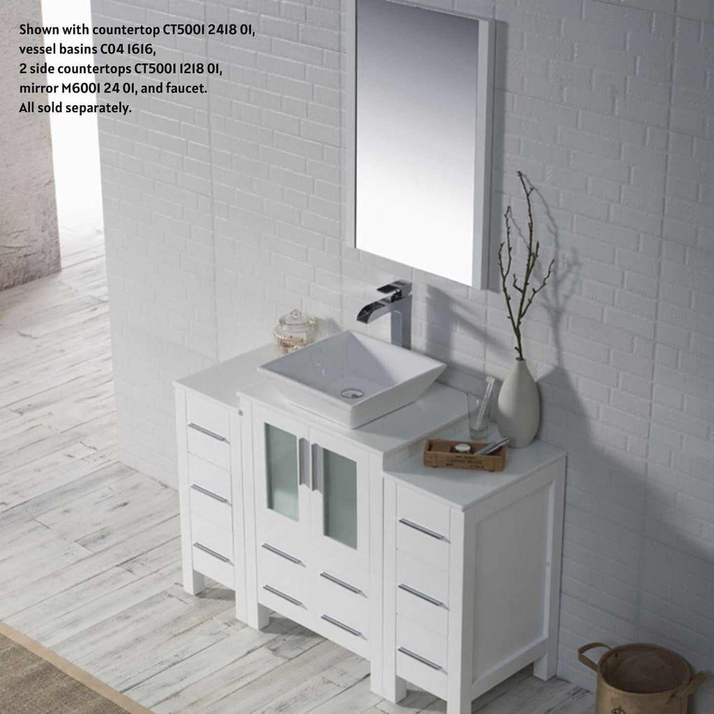 Blossom Sydney 48" White Freestanding Vanity Base With Side Cabinet