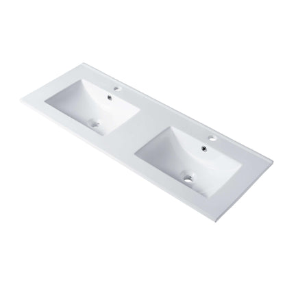 Blossom Sydney 48" x 18" White Rectangular Single Ceramic Vanity Top With Integrated Double Sink And Overflow