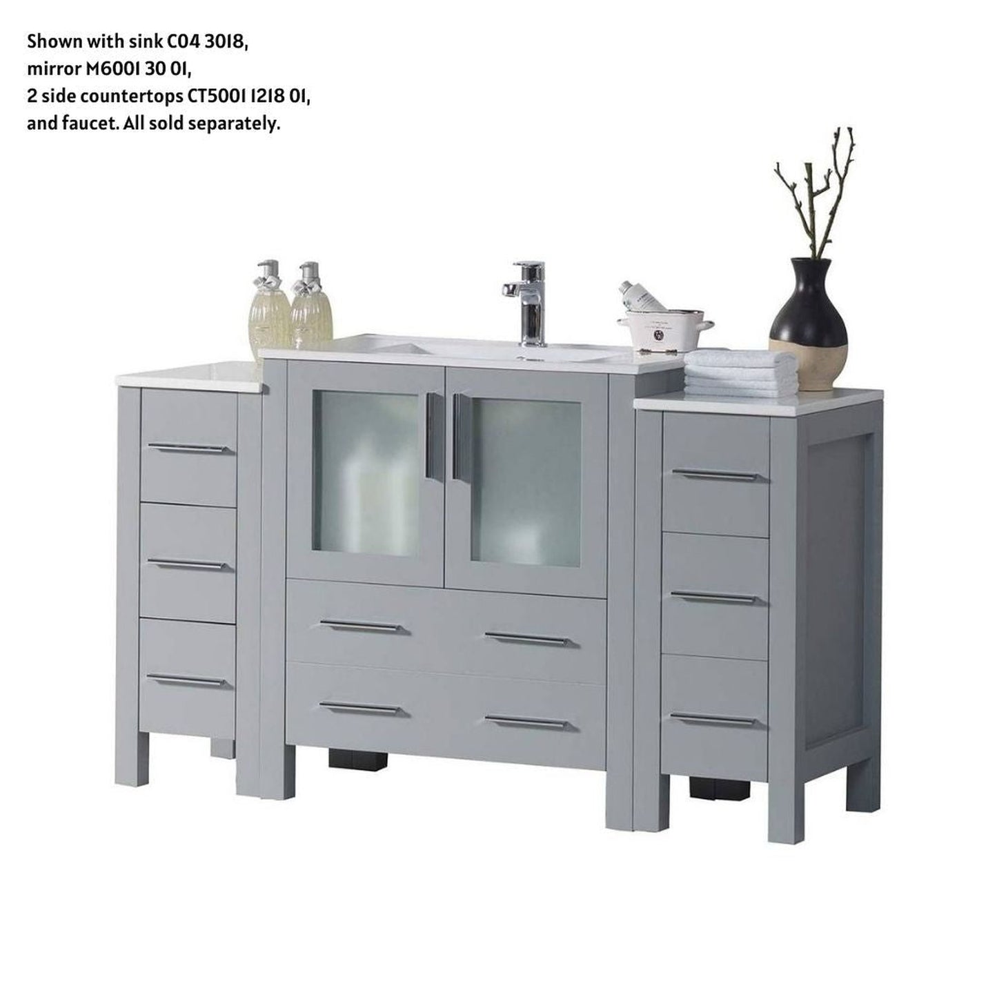 Blossom Sydney 54" Metal Gray Freestanding Vanity Base