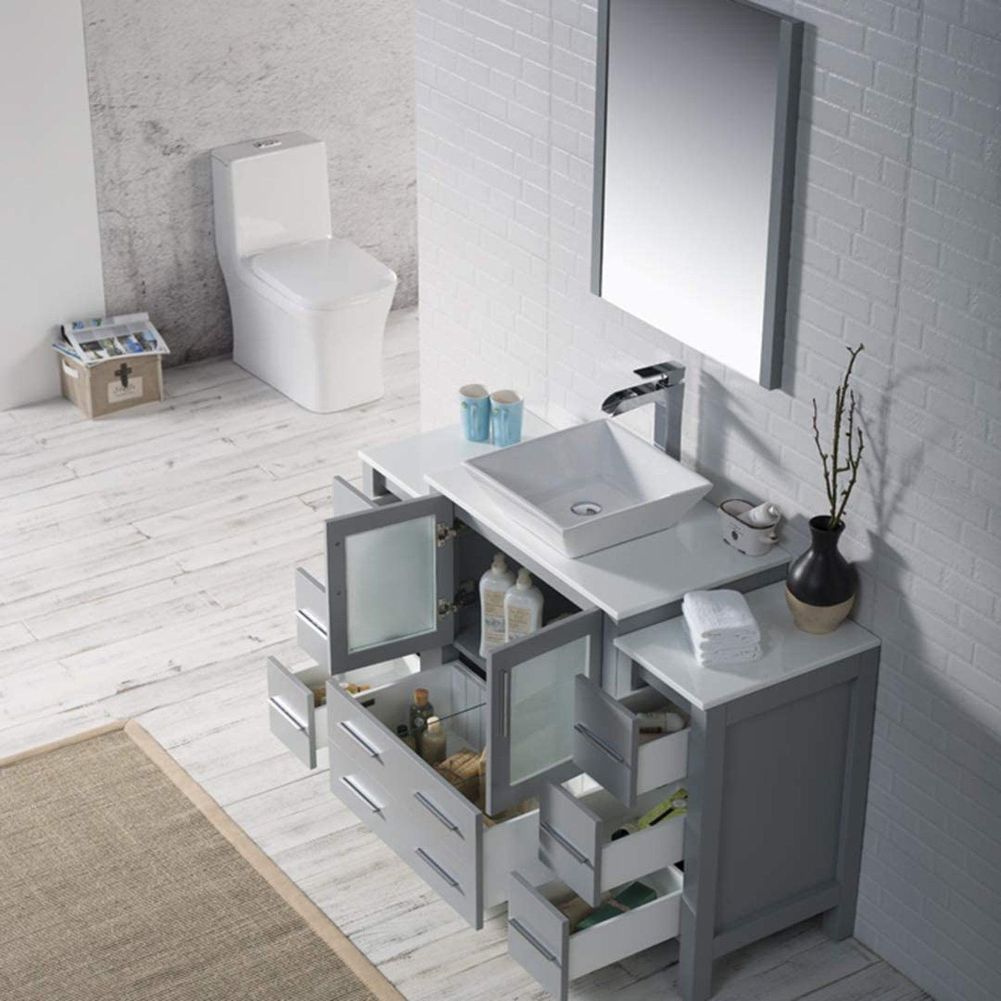 Blossom Sydney 54" Metal Gray Freestanding Vanity Set With Ceramic Vessel Single Sink