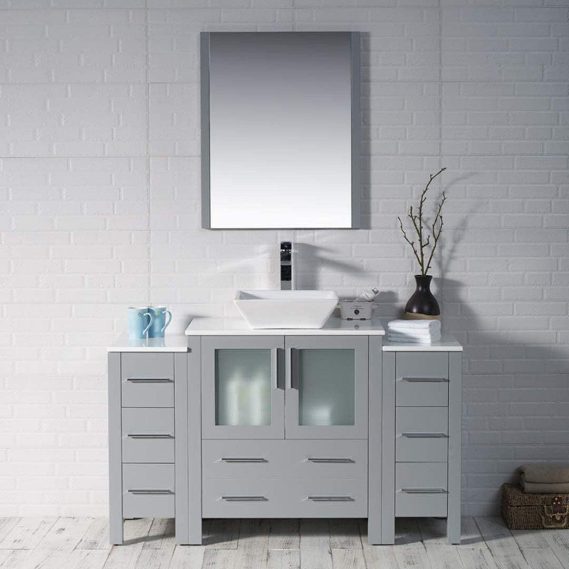 Blossom Sydney 54" Metal Gray Freestanding Vanity Set With Ceramic Vessel Single Sink