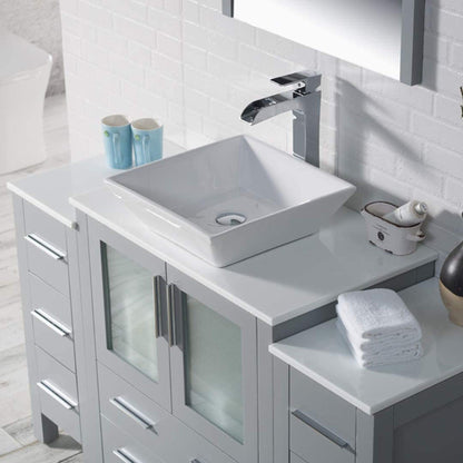 Blossom Sydney 54" Metal Gray Freestanding Vanity Set With Ceramic Vessel Single Sink and Mirror