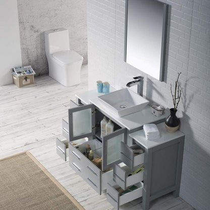 Blossom Sydney 54" Metal Gray Freestanding Vanity Set With Ceramic Vessel Single Sink and Mirror