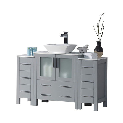 Blossom Sydney 54" Metal Gray Freestanding Vanity Set With Ceramic Vessel Single Sink