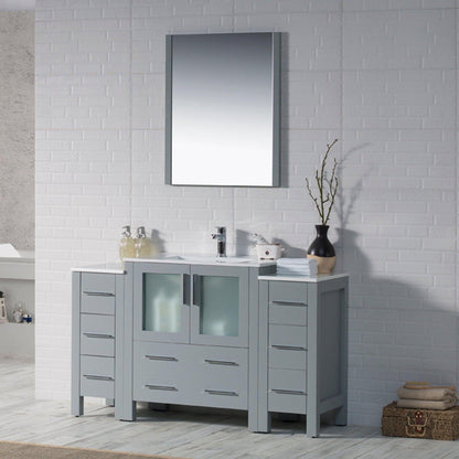 Blossom Sydney 54" Metal Gray Freestanding Vanity Set With Integrated Single Sink Ceramic Top