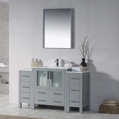 Blossom Sydney 54" Metal Gray Freestanding Vanity Set With Integrated Single Sink Ceramic Top and Mirror