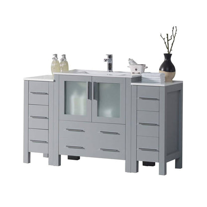 Blossom Sydney 54" Metal Gray Freestanding Vanity Set With Integrated Single Sink Ceramic Top