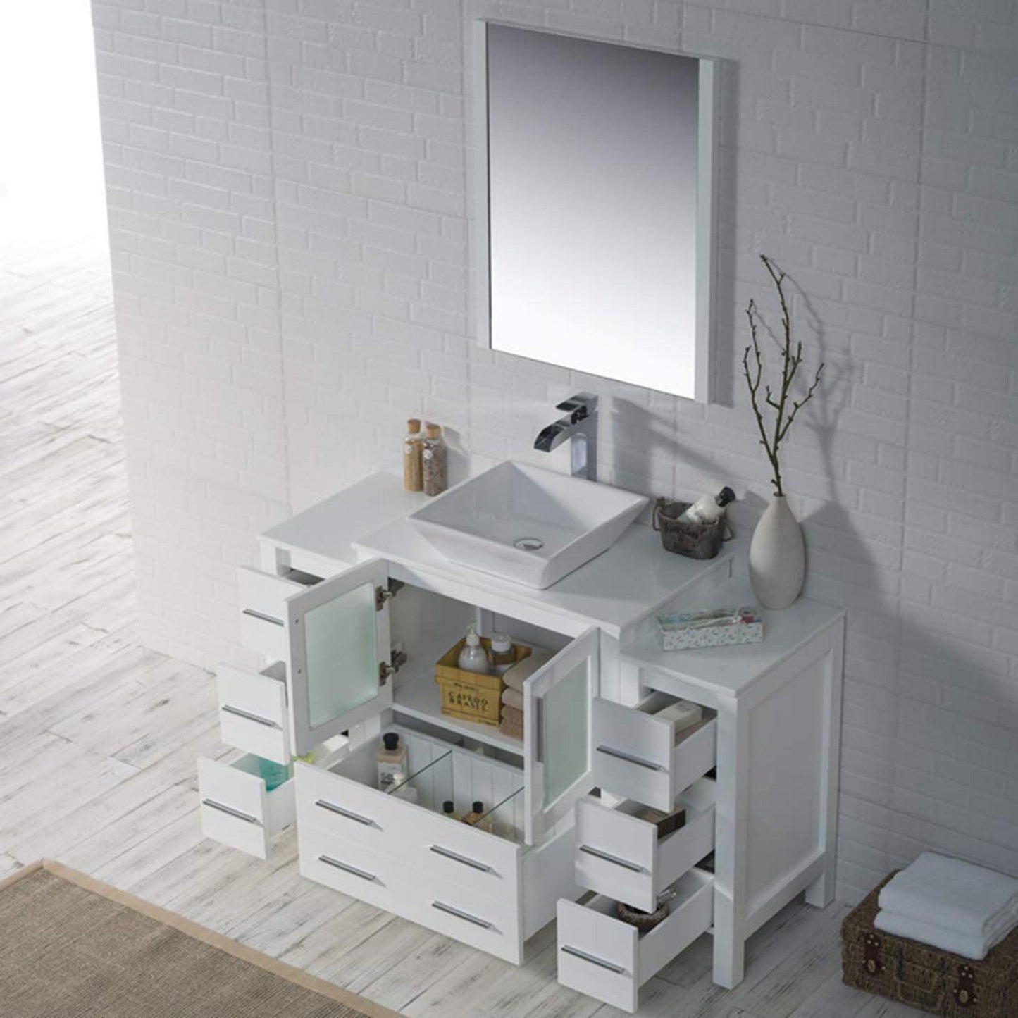 Blossom Sydney 54" White Freestanding Vanity Set With Ceramic Vessel Single Sink