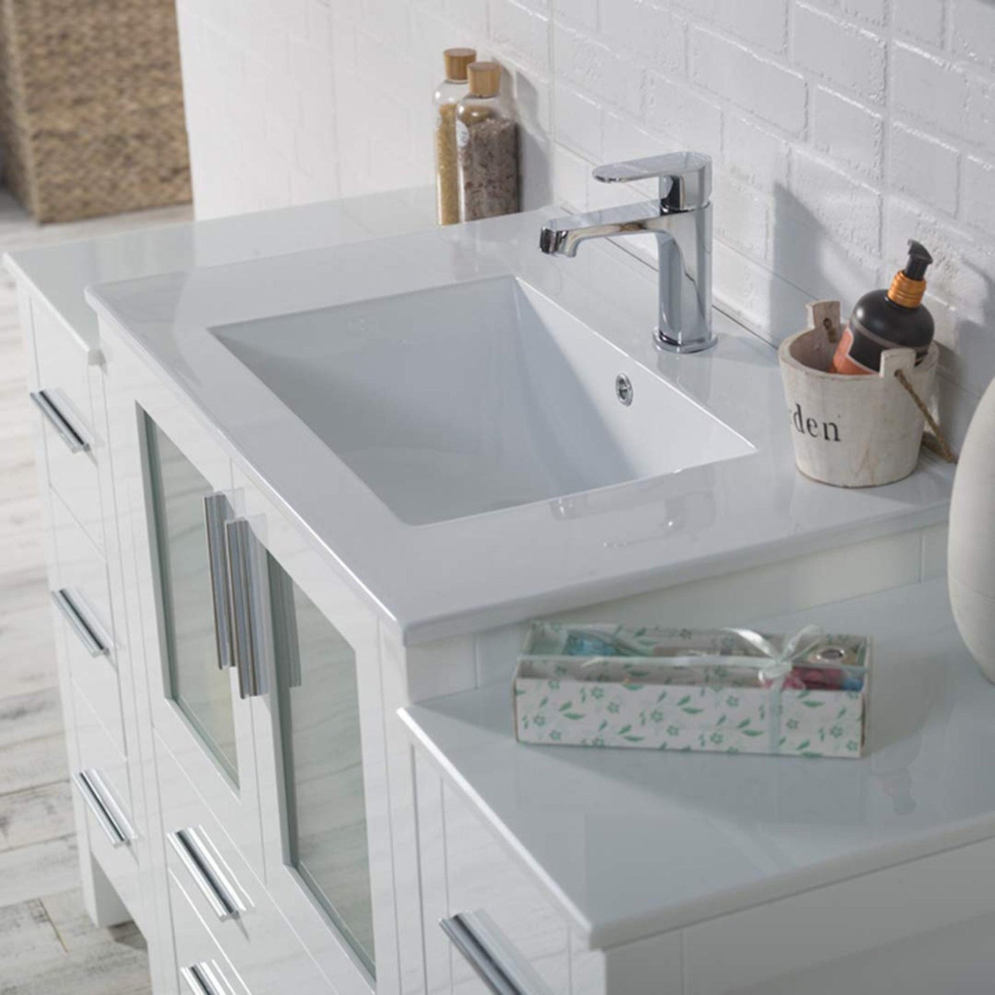 Blossom Sydney 54" White Freestanding Vanity Set With Integrated Single Sink Ceramic Top and Mirror