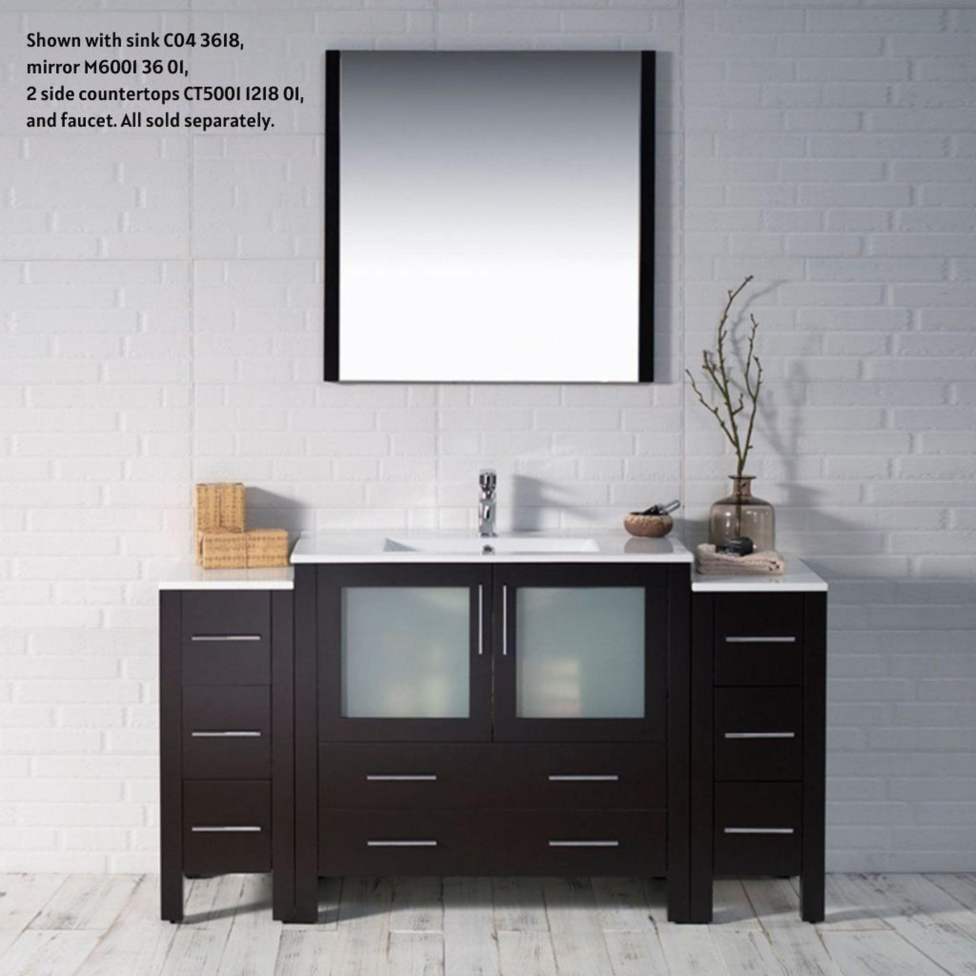 Blossom Sydney 60" Espresso Freestanding Vanity Base With Side Cabinet