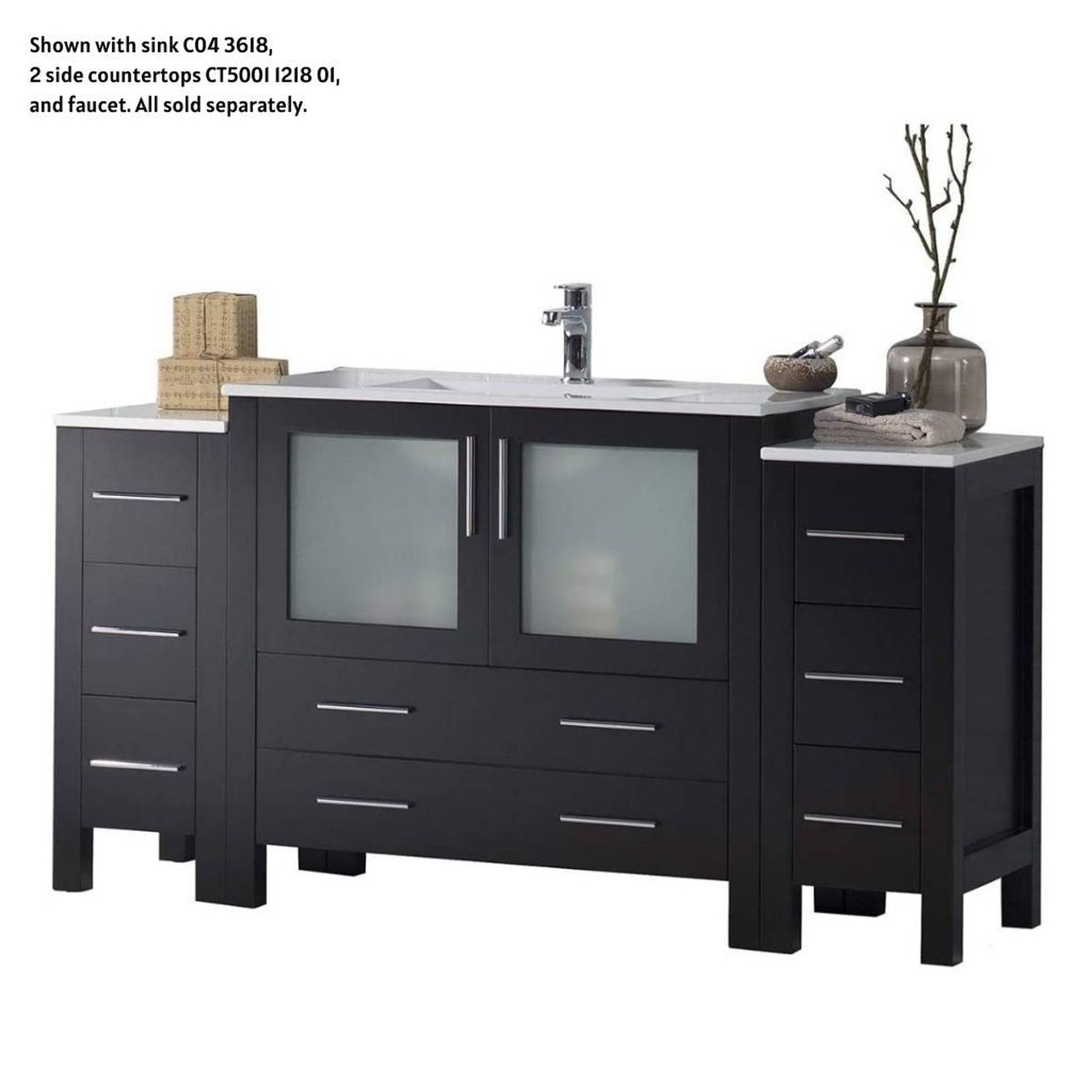 Blossom Sydney 60" Espresso Freestanding Vanity Base With Side Cabinet