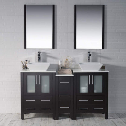 Blossom Sydney 60" Espresso Freestanding Vanity Set With Ceramic Vessel Single Sink