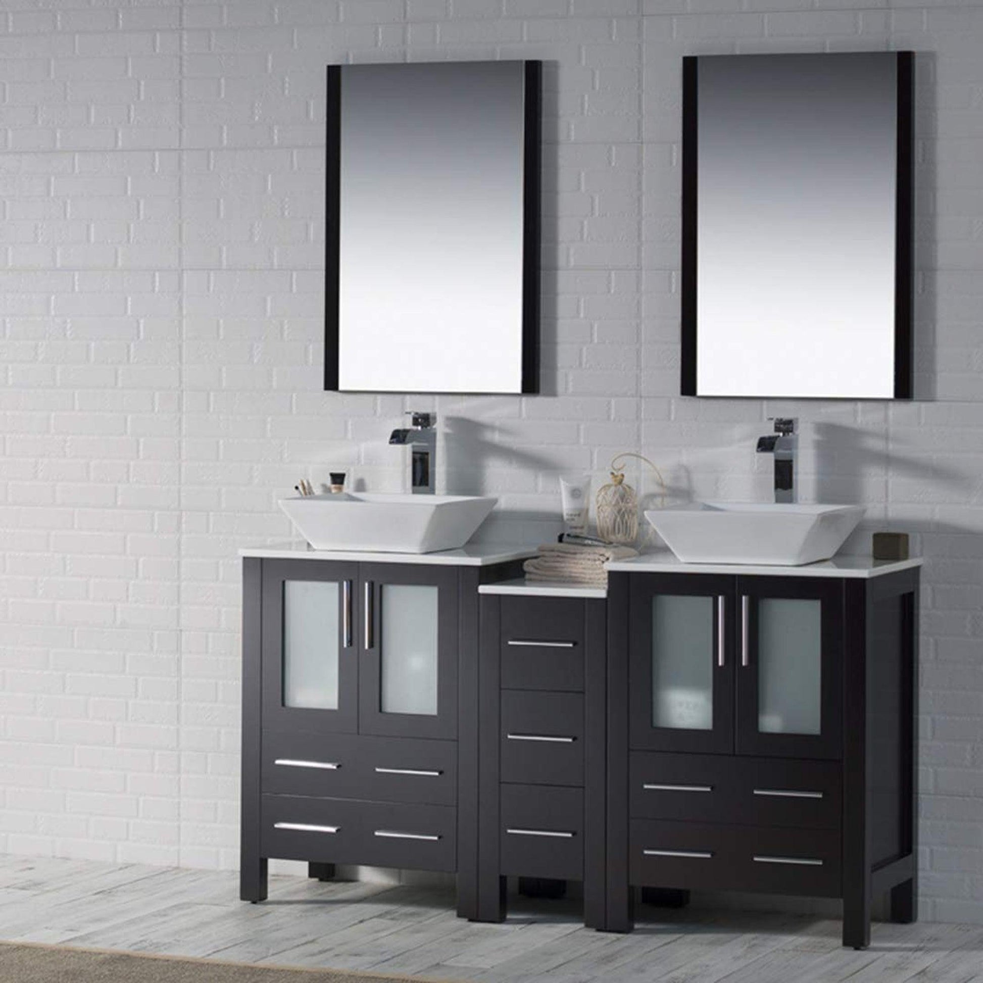 Blossom Sydney 60" Espresso Freestanding Vanity Set With Ceramic Vessel Single Sink