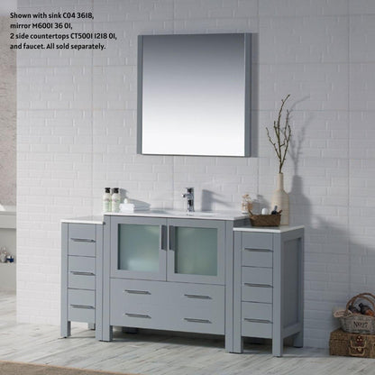 Blossom Sydney 60" Metal Gray Freestanding Vanity Base With Side Cabinet