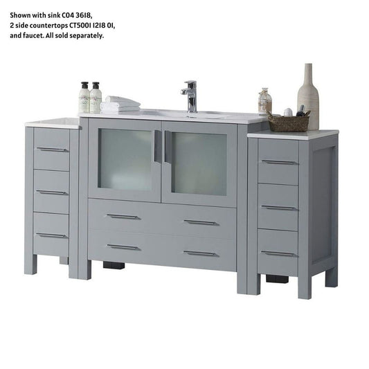 Blossom Sydney 60" Metal Gray Freestanding Vanity Base With Side Cabinet