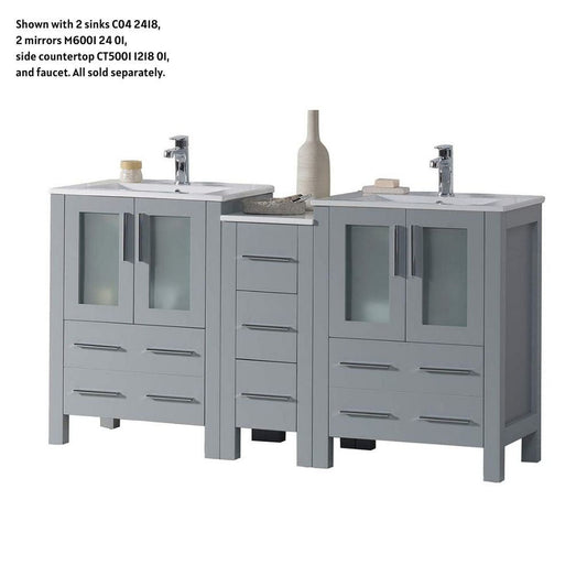 Blossom Sydney 60" Metal Gray Freestanding Vanity Base