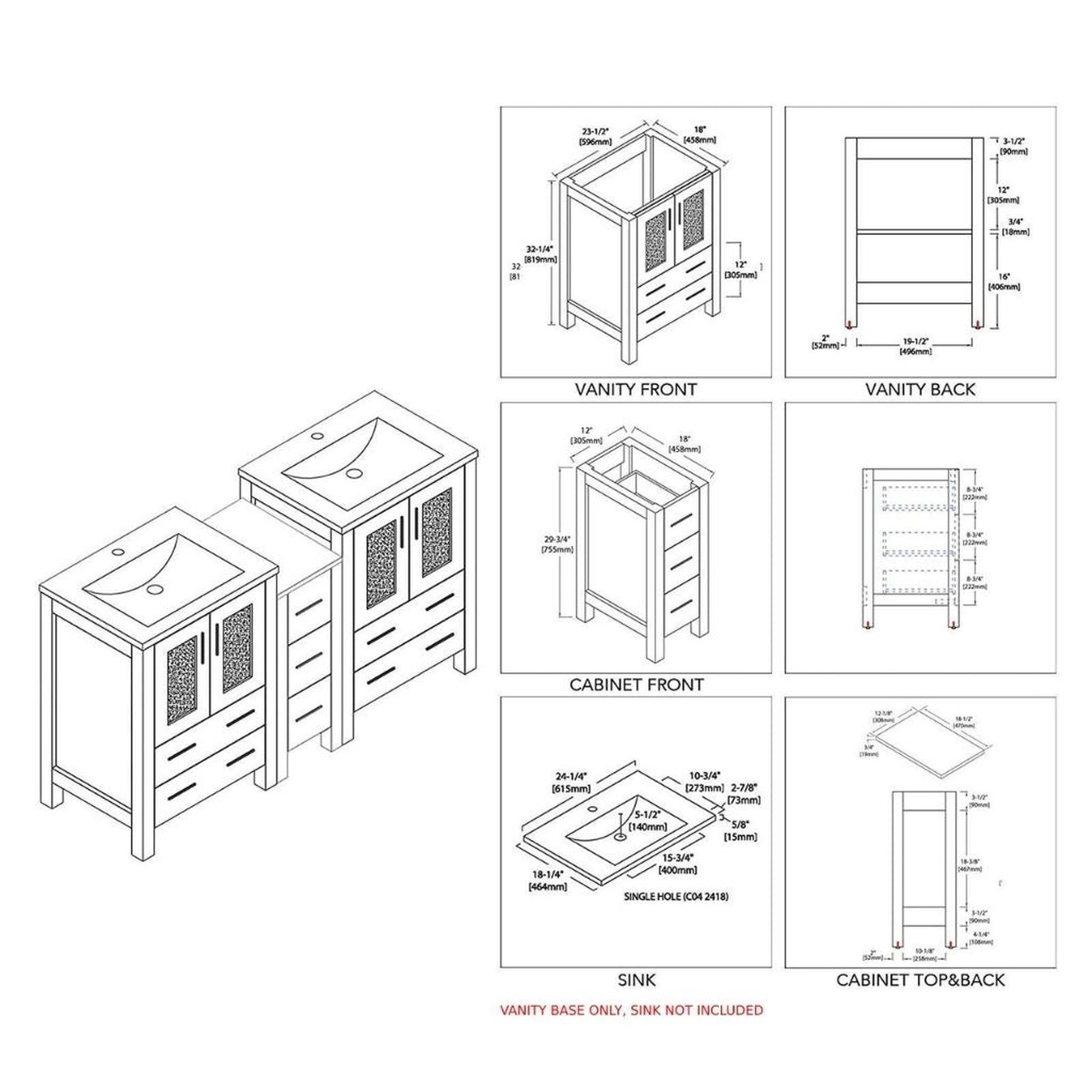 Blossom Sydney 60" White Freestanding Vanity Base