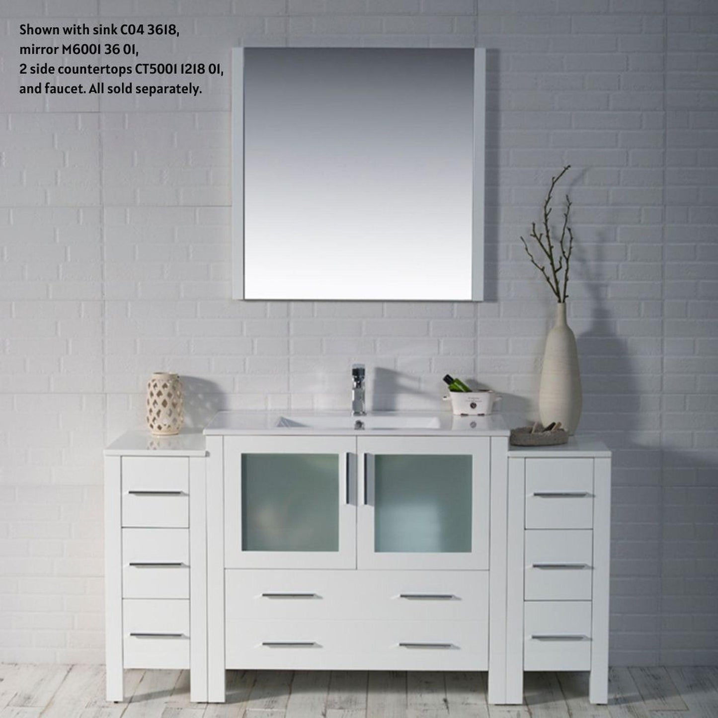 Blossom Sydney 60" White Freestanding Vanity Base With Side Cabinet