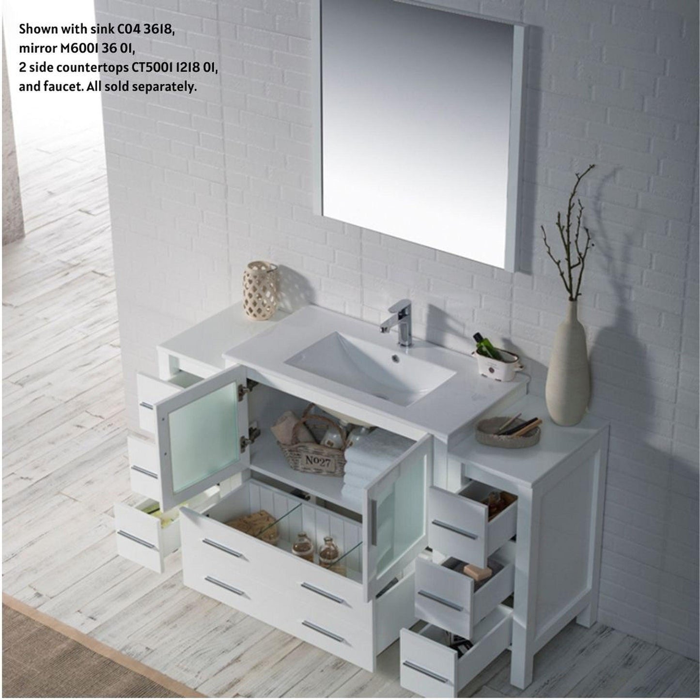 Blossom Sydney 60" White Freestanding Vanity Base With Side Cabinet