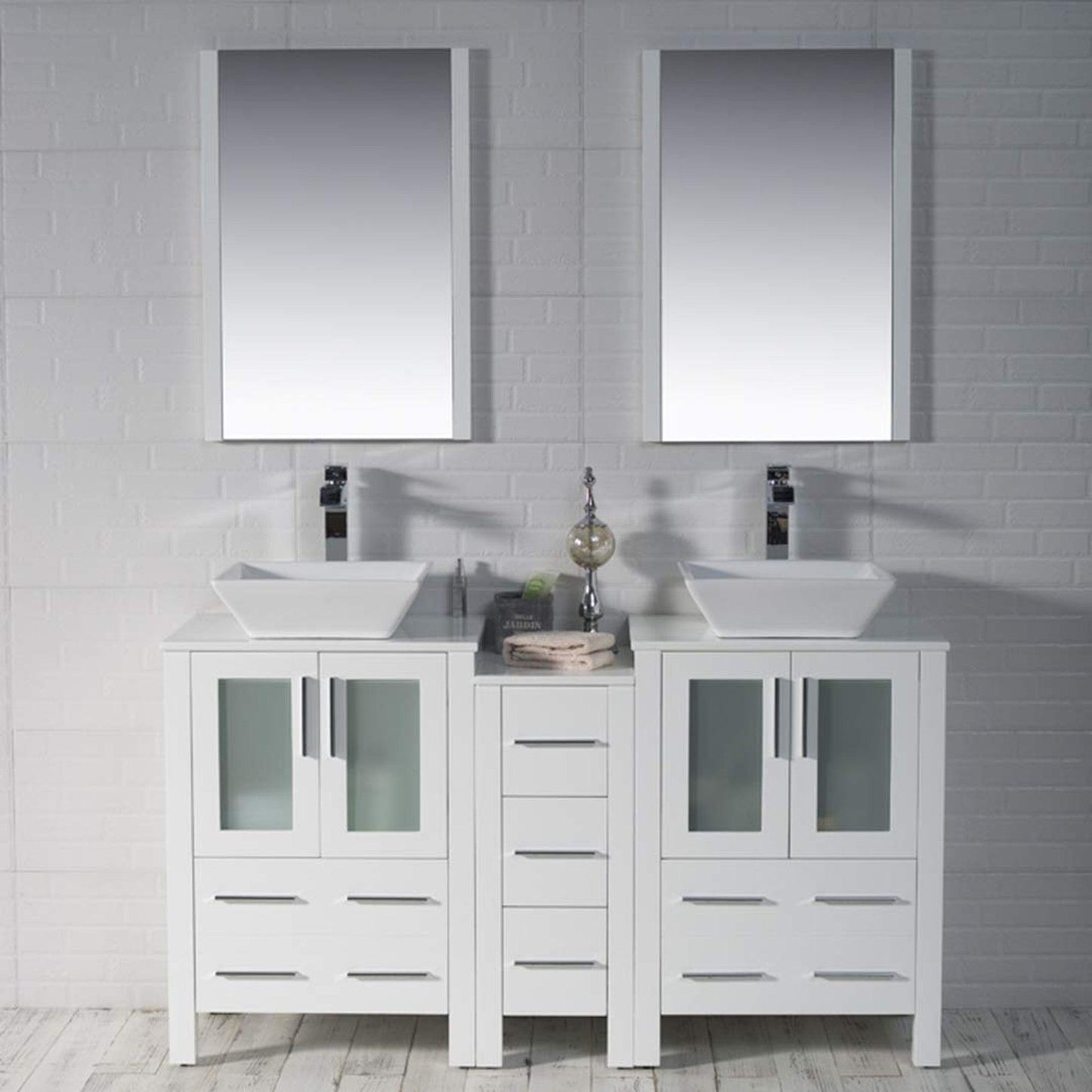 Blossom Sydney 60" White Freestanding Vanity Set With Ceramic Vessel Single Sink