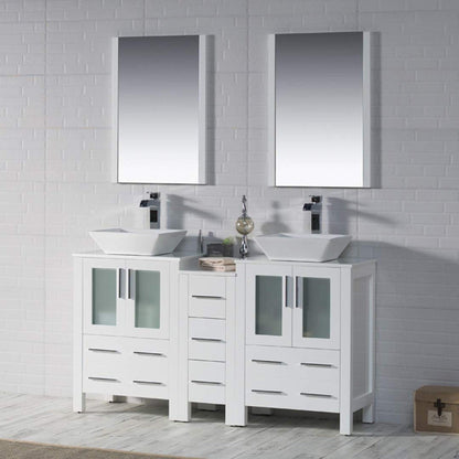 Blossom Sydney 60" White Freestanding Vanity Set With Ceramic Vessel Single Sink