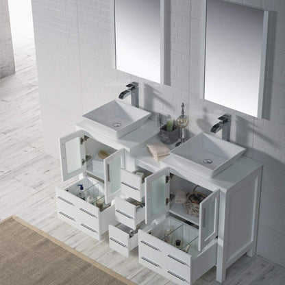 Blossom Sydney 60" White Freestanding Vanity Set With Ceramic Vessel Single Sink and Mirror
