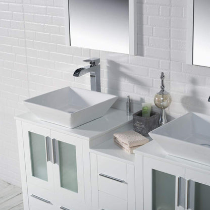 Blossom Sydney 60" White Freestanding Vanity Set With Ceramic Vessel Single Sink and Mirror