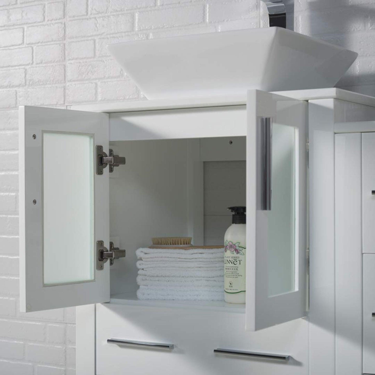 Blossom Sydney 60" White Freestanding Vanity Set With Ceramic Vessel Single Sink and Mirror