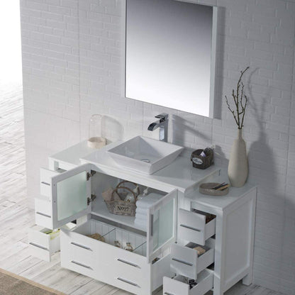 Blossom Sydney 60" White Freestanding Vanity Set With Ceramic Vessel Single Sink and Side Cabinet