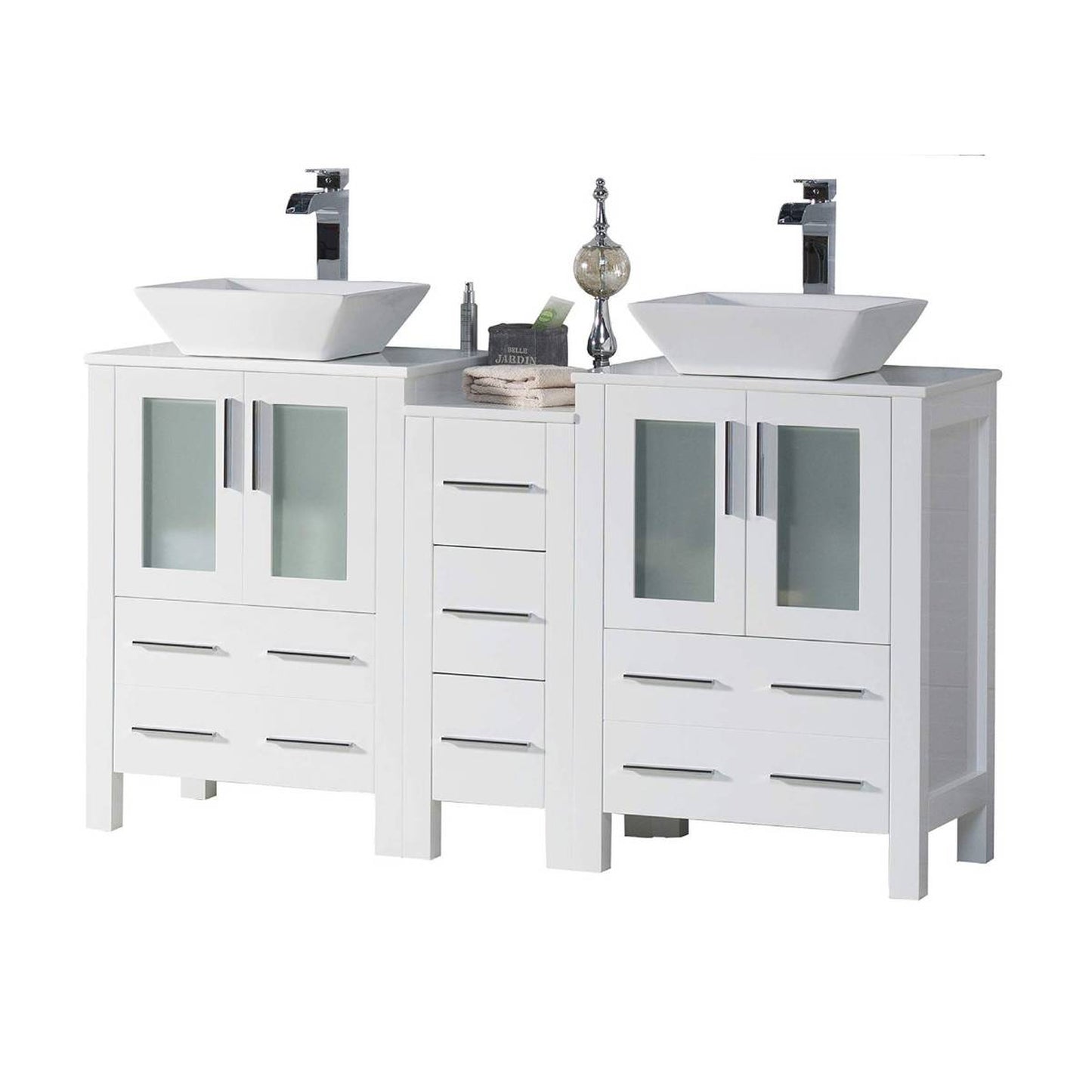 Blossom Sydney 60" White Freestanding Vanity Set With Ceramic Vessel Single Sink