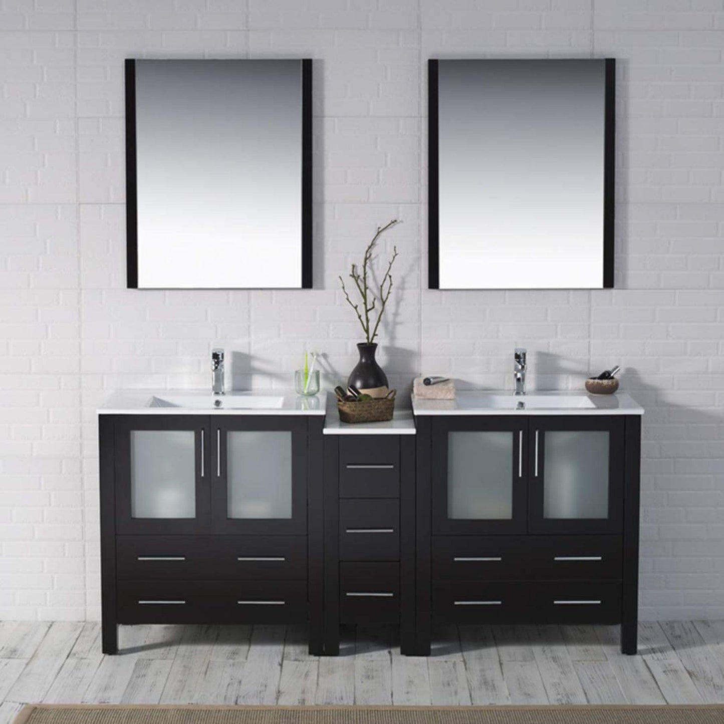 Blossom Sydney 72 Espresso Freestanding Vanity Set With Ceramic Top and Integrated Single Sink