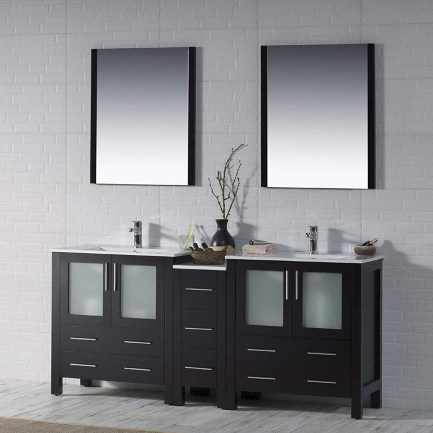 Blossom Sydney 72 Espresso Freestanding Vanity Set With Ceramic Top and Integrated Single Sink