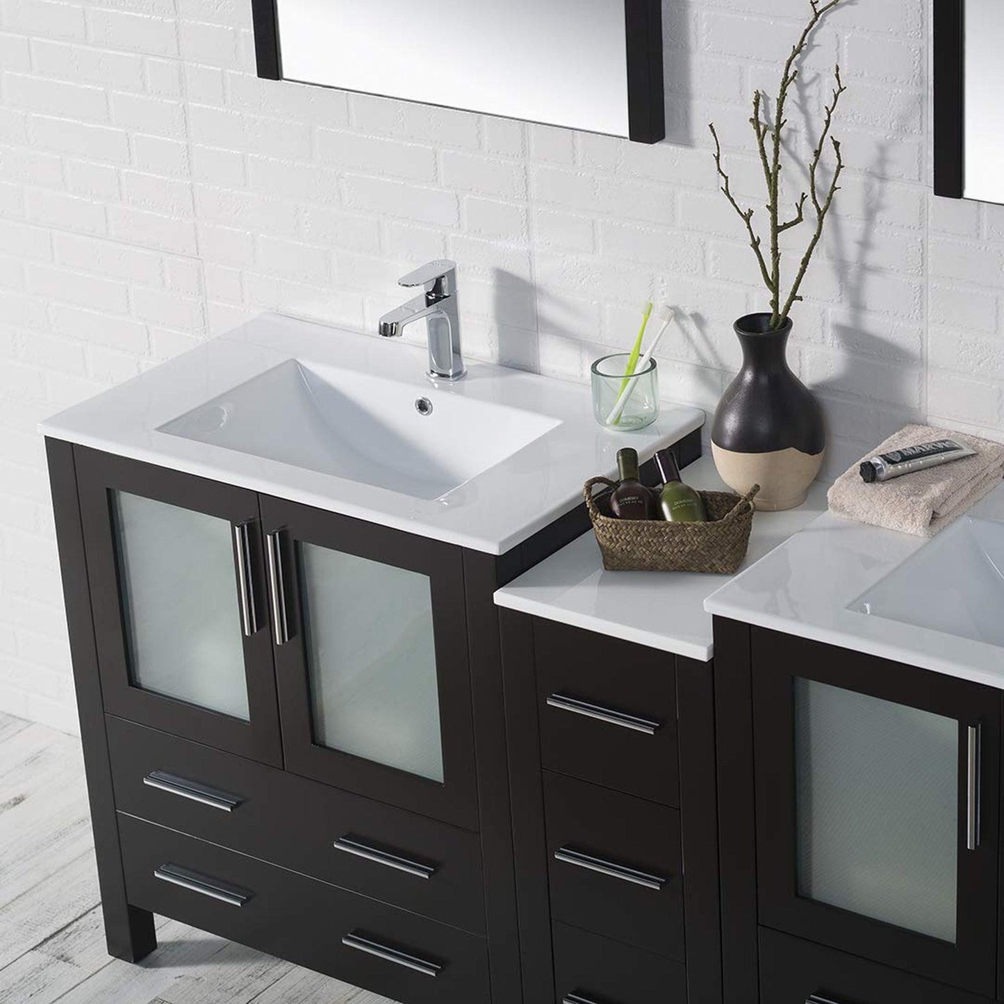 Blossom Sydney 72 Espresso Freestanding Vanity Set With Ceramic Top and Integrated Single Sink