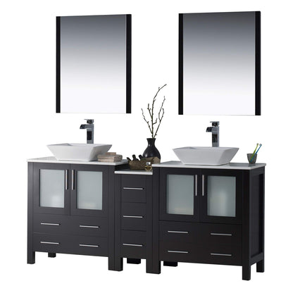 Blossom Sydney 72 Espresso Freestanding Vanity Set With Ceramic Vessel Single Sink and Mirror