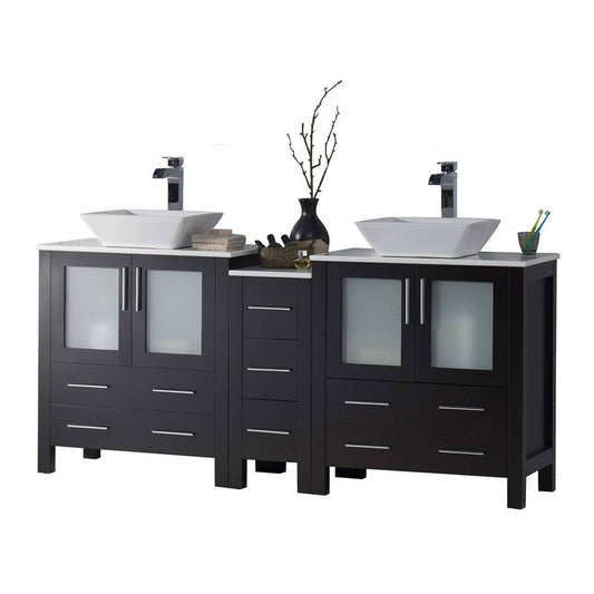 Blossom Sydney 72 Espresso Freestanding Vanity Set With Ceramic Vessel Single Sink