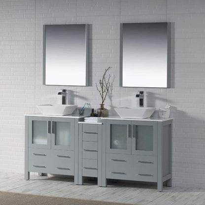 Blossom Sydney 72 Metal Gray Freestanding Vanity Set With Ceramic Vessel Single Sink
