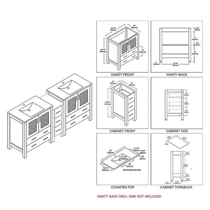 Blossom Sydney 72" White Freestanding Vanity Base