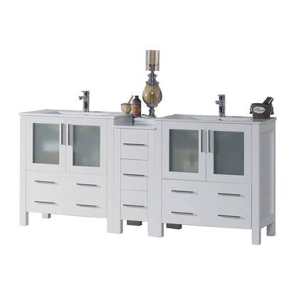 Blossom Sydney 72 White Freestanding Vanity Set With Ceramic Top and Integrated Single Sink