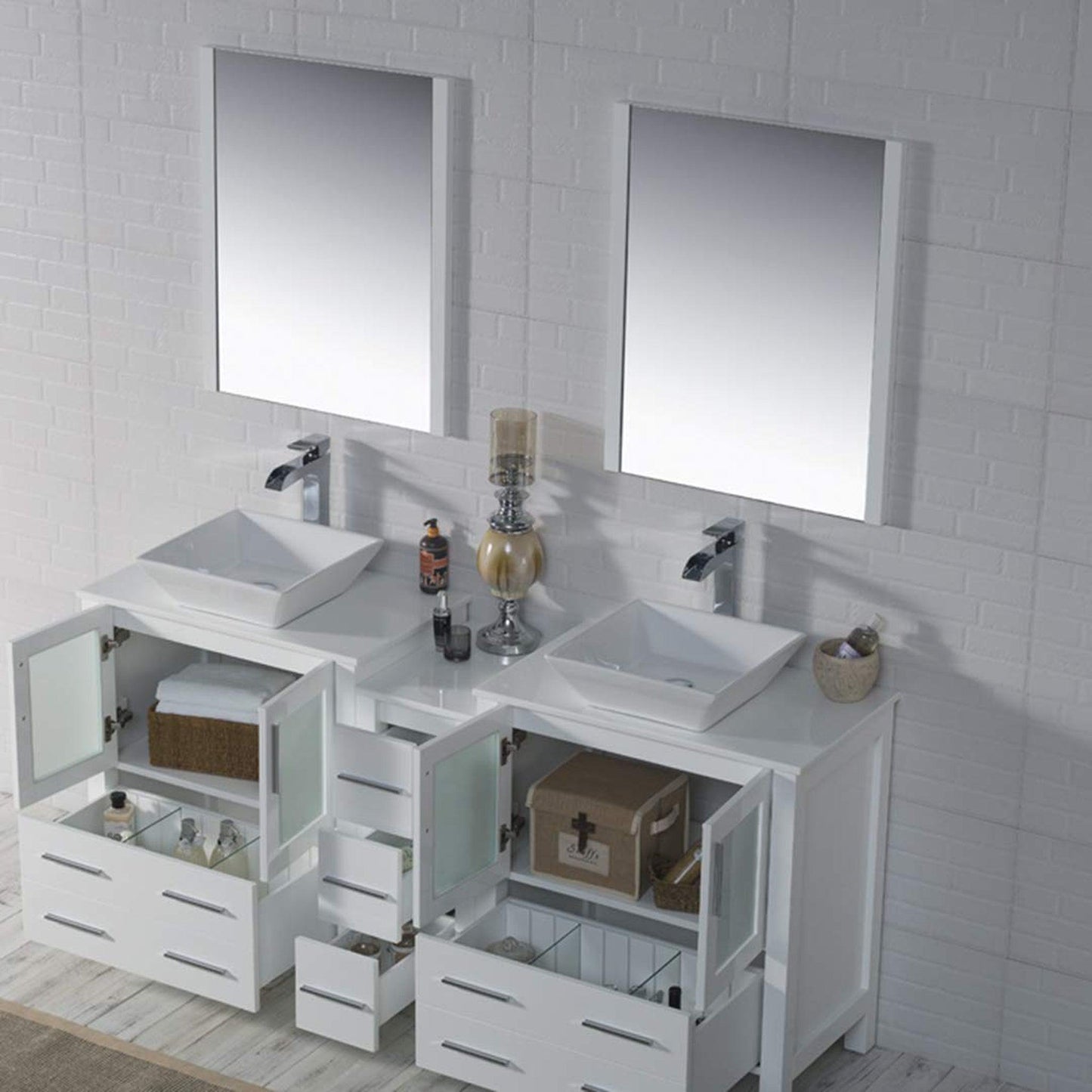 Blossom Sydney 72 White Freestanding Vanity Set With Ceramic Vessel Single Sink