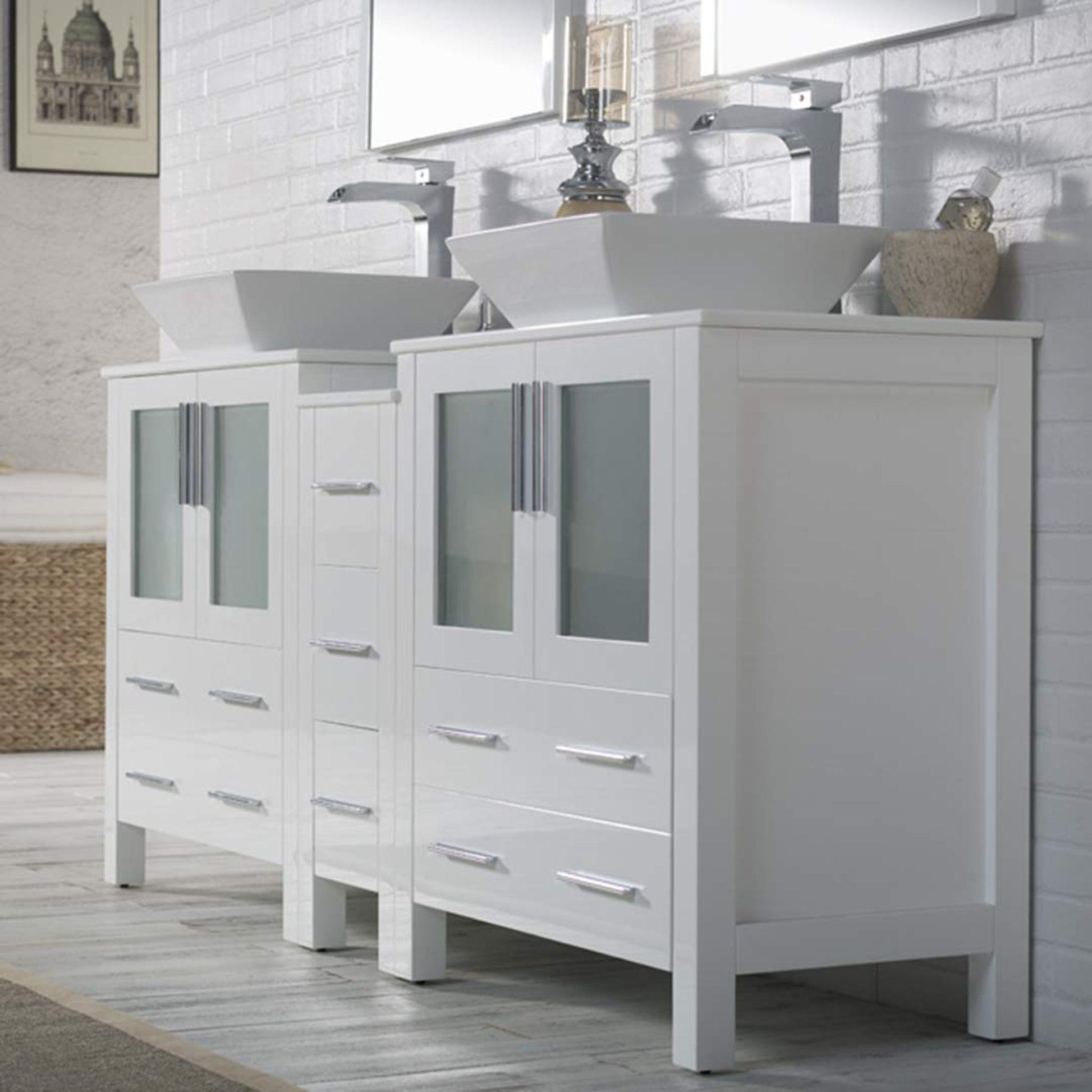 Blossom Sydney 72 White Freestanding Vanity Set With Ceramic Vessel Single Sink