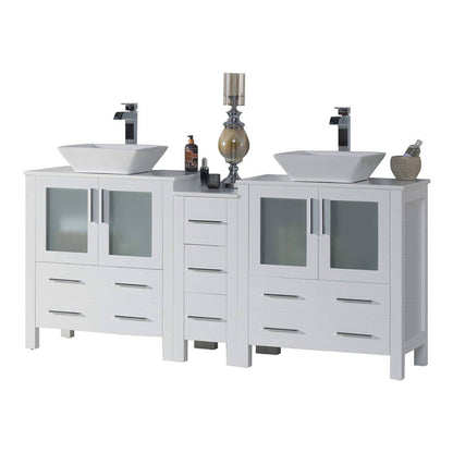 Blossom Sydney 72 White Freestanding Vanity Set With Ceramic Vessel Single Sink