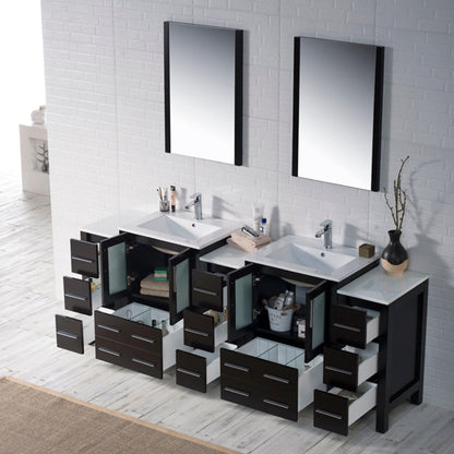 Blossom Sydney 84" Espresso Freestanding Vanity Base With Side Cabinet