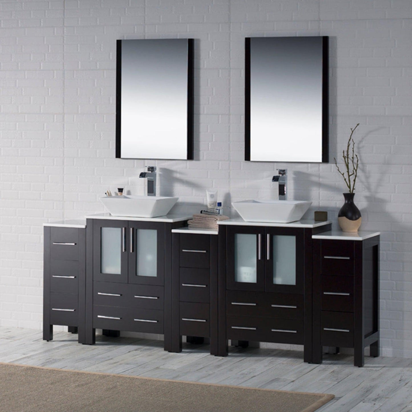 Blossom Sydney 84" Espresso Freestanding Vanity Base With Side Cabinet