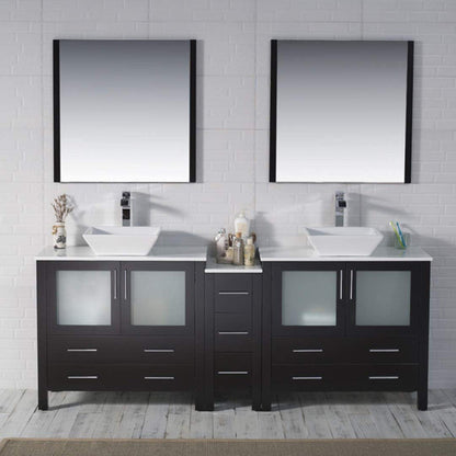 Blossom Sydney 84" Espresso Freestanding Vanity Set With Ceramic Double Vessel Sinks