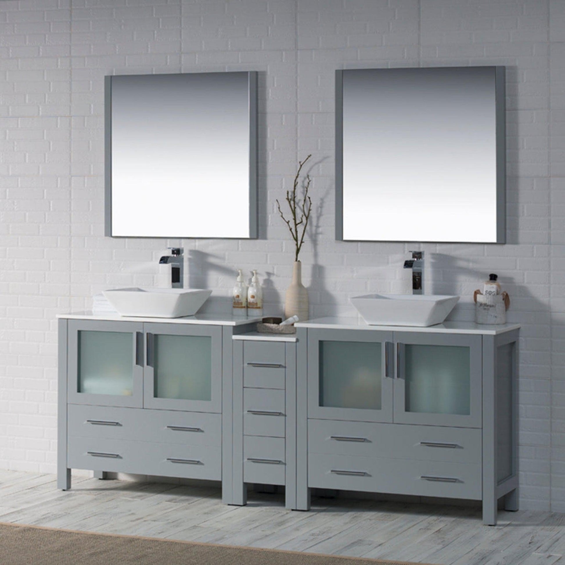 Blossom Sydney 84" Metal Gray Freestanding Vanity Base