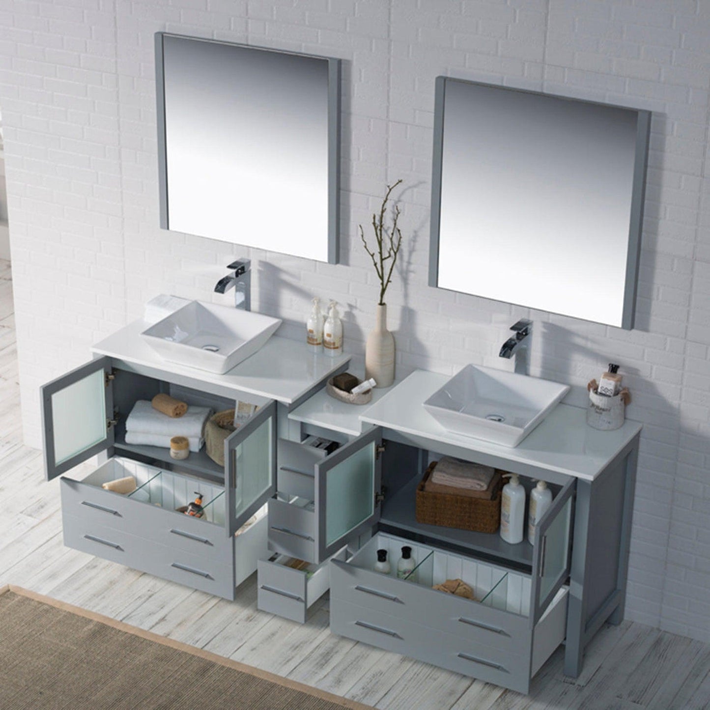 Blossom Sydney 84" Metal Gray Freestanding Vanity Base