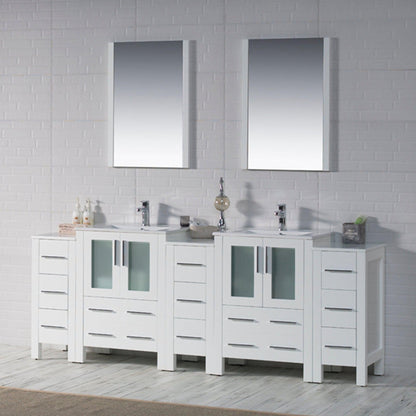 Blossom Sydney 84" White Freestanding Vanity Base With Side Cabinet